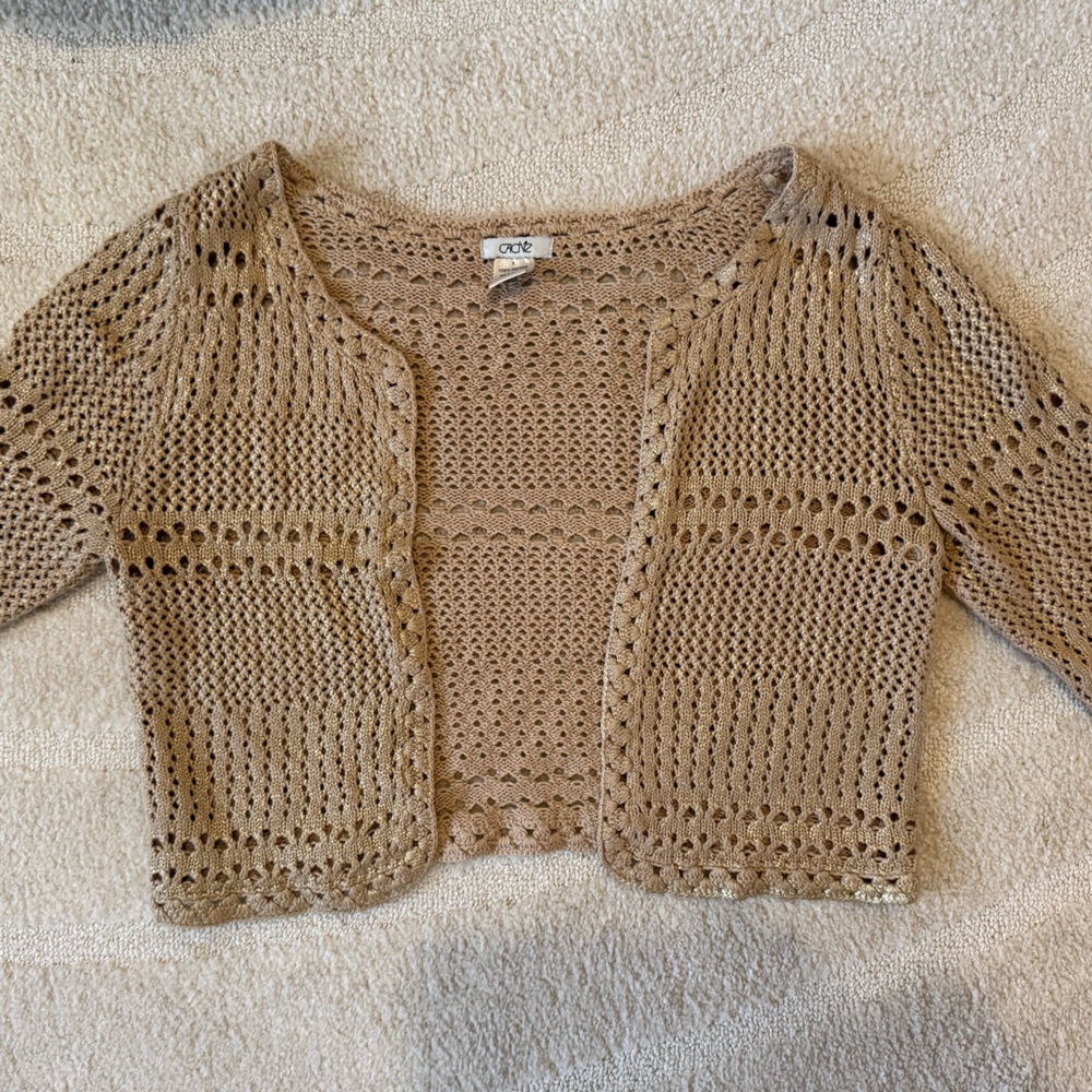 Cache Brown Open-Knit Cardigan